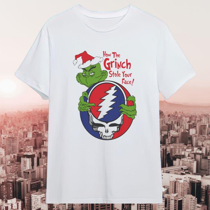 Funny Grateful Dead How The Grinch Stole Your Face Christmas T-Shirt