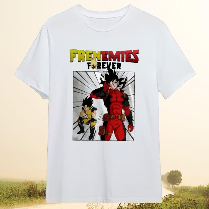 Official Frenemies Forever Dragon Ball Son Goku Vegeta Marvel Deadpool And Wolverine T-Shirt