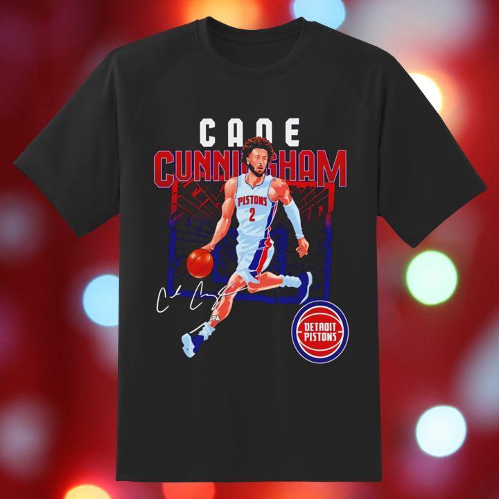 Official Cade Cunningham 2 Detroit Pistons Basketball Autograph T-Shirt