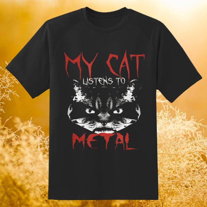 My Cat Listens To Metal Rock Black T-Shirt