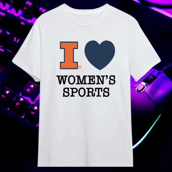 I Love Womens Sports Illinois Fighting Illini Basketball T-Shirt