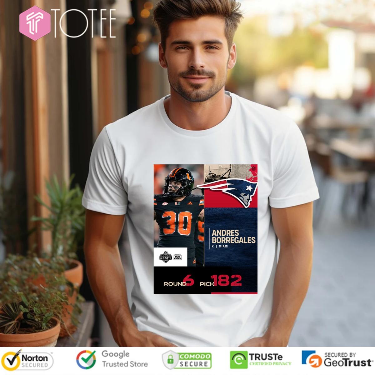 Andres Borregales New England Patriots 2025 Nfl Draft Poster T-shirt