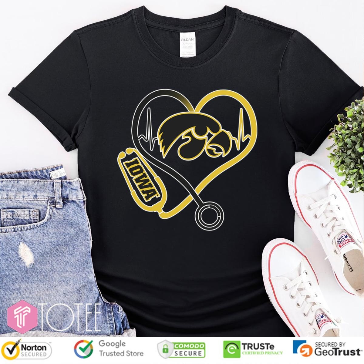 Stethoscope Heart Heartbeat Iowa Hawkeyes T-shirt