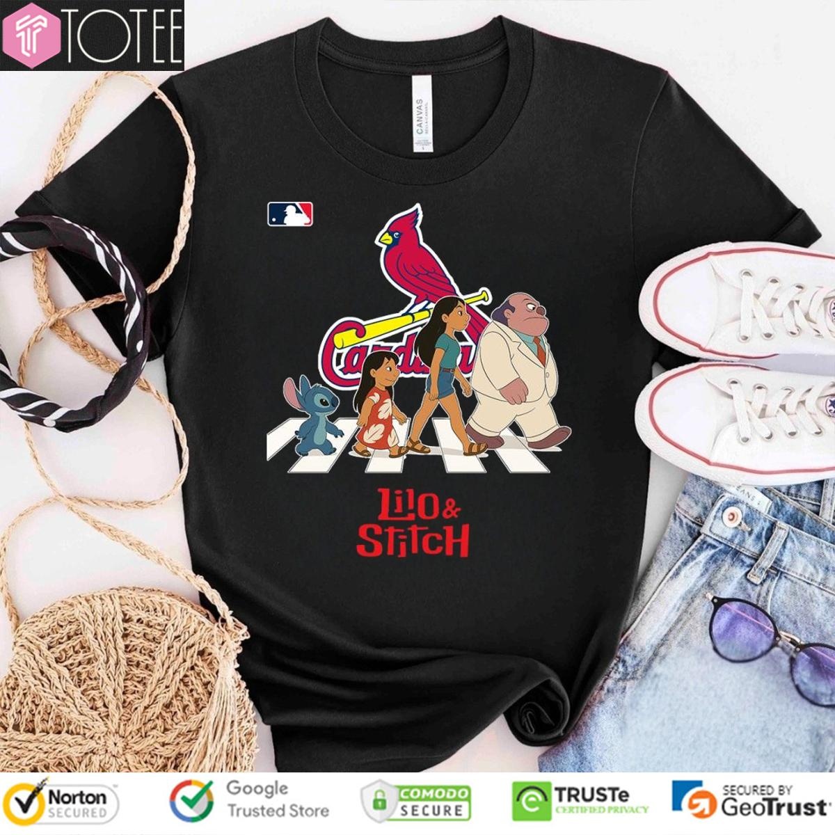 Lilo And Stitch Abbey Road St. Louis Cardinals Baseball T-shirt